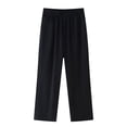 thumbnail image 5 of HH TRAF Pantalones elegantes de pierna ancha y cintura elástica para mujer, estilo vintage, holgados, con bolsillos sólidos, de cintura alta, informales, rectos para la calle, 5 of 5