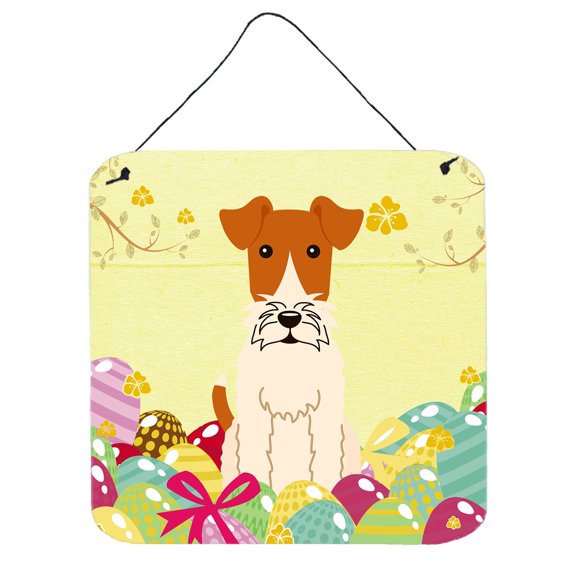 Carolines Treasures BB6101DS66 Easter Eggs Wire Fox Terrier Wall or Door Hanging Prints