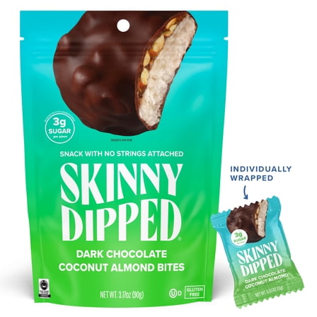 SkinnyDipped Dark Chocolate Coconut Almond Bites, 3.17oz