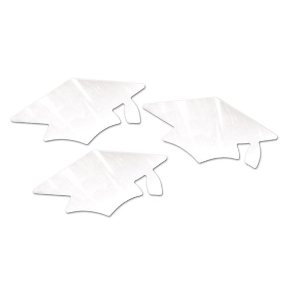 Beistle Metallic Grad Cap Cutouts; White 18/Pack CT04