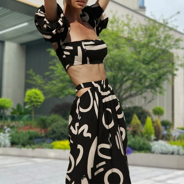 Conjunto de falda larga y crop top hotsell