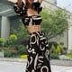 thumbnail image 4 of Faldas largas Mujeres Crop Top + Faldas 2 piezas Impreso Off Shoulder Top + Faldas Conjunto de playa (Negro S) Cgtredaw Negro T S para Mujer, 4 of 6