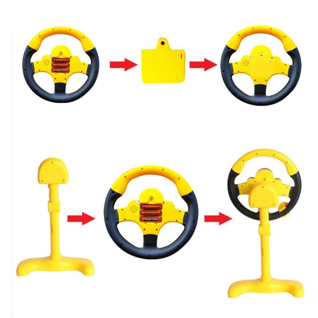 pitrice Simulated Steering Wheel for Kids Driving Controller W/Music and Light Pink