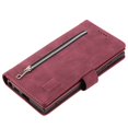 thumbnail image 6 of ELEHOLD Multi-Functional Wallet Case for Samsung Galaxy S23 Ultra, 9 Card Slots Zipper Pocket Wriststrap Stand Function Premium Leather Shockproof Purse Case for Samsung S23 Ultra, Winered, 6 of 7