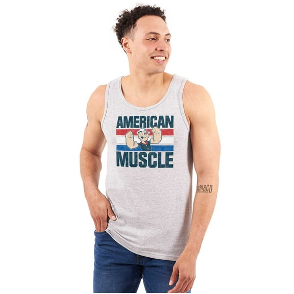 Popeye The Sailor American Muscle Mens Big & Tall Graphic Tank Top Brisco Brands 2X