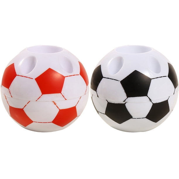 KAKOWELY 2 portalápices con forma de balón de fútbol, caja de almacenamiento para bolígrafos, organizador de papelería para estudiantes, para el hogar, color blanco
