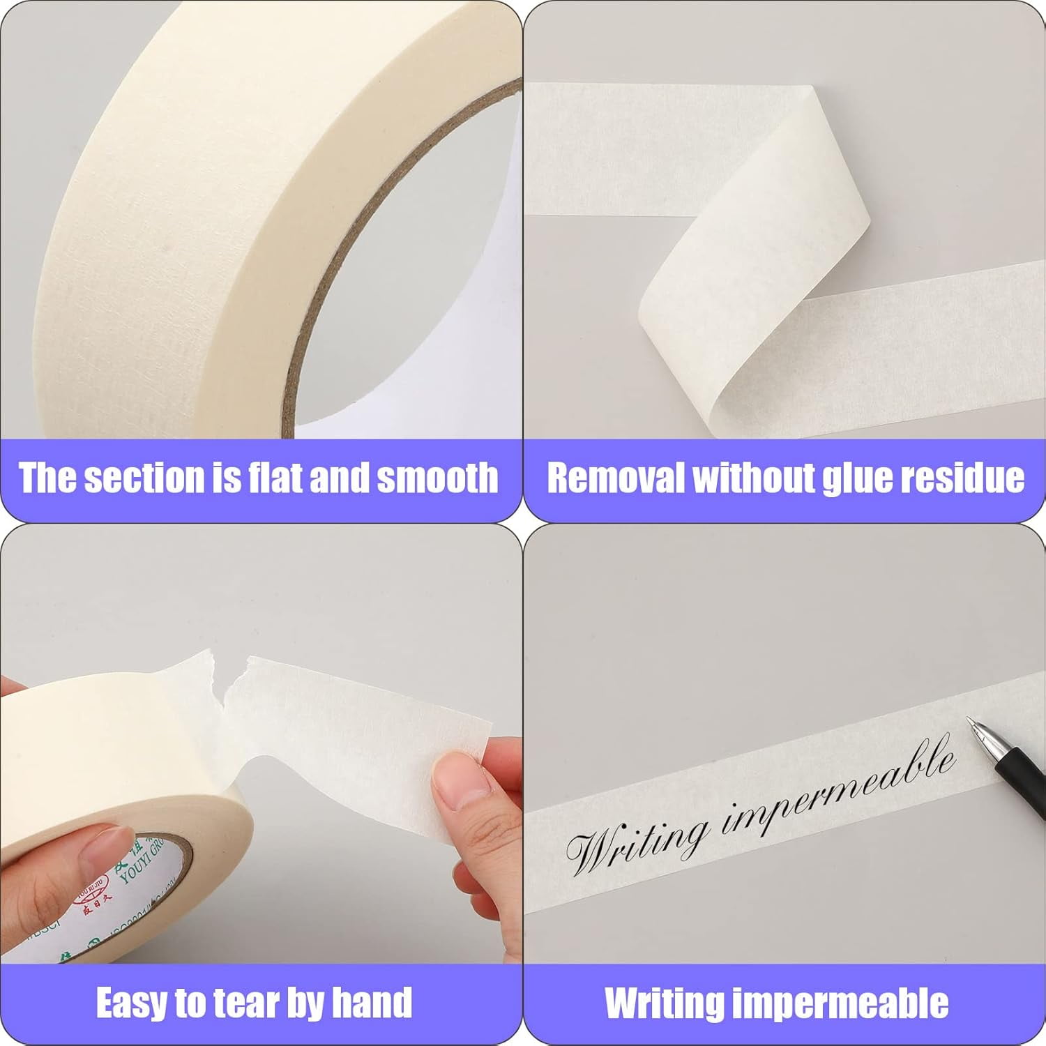 Beige Wide Thin White Painters Tape for Painting Home Office School Stationery