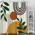 thumbnail image 3 of Boho Mid Century Shower Curtain Sun Leaves Modern Abstract Geometric Aesthetic Shower Curtains for Bathroom Bathtubs Waterproof Fabric Shower Curtain with Hooks 72x84 Inches, 3 of 6