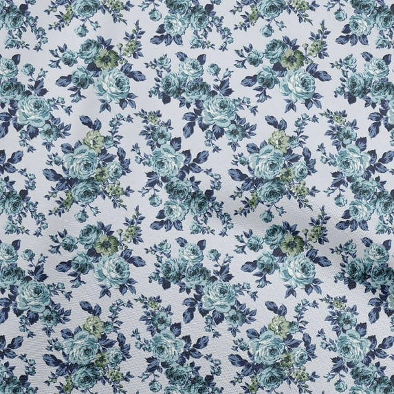 oneOone Velvet Light Blue Fabric Floral Sewing Craft Projects Fabric Prints By Yard 58 Inch Wide