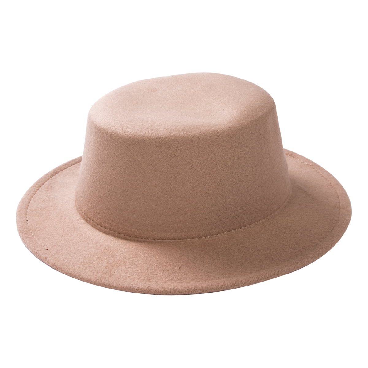 Simple Women Wool Fedora Hat with Pearl Ribbon Wide Brim Jazz Church Panama Caps
