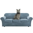 thumbnail image 2 of Topchances Velvet Plush 4 Piece Stretch Sofa Covers Couch Covers for 3 Cushion Couch 3 Seater Covers (Base Cover Plus 3 Individual Cushion Covers) Feature Thick Soft Stay in Place, 2 of 17