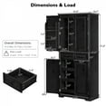 thumbnail image 3 of 71" Tall Farmhouse Kitchen Pantry Cabinet - 3 Pull-Out Organizers, 6 Door Shelves & 2 Drawers, Freestanding Cupboard for Kitchen,Black, 3 of 27