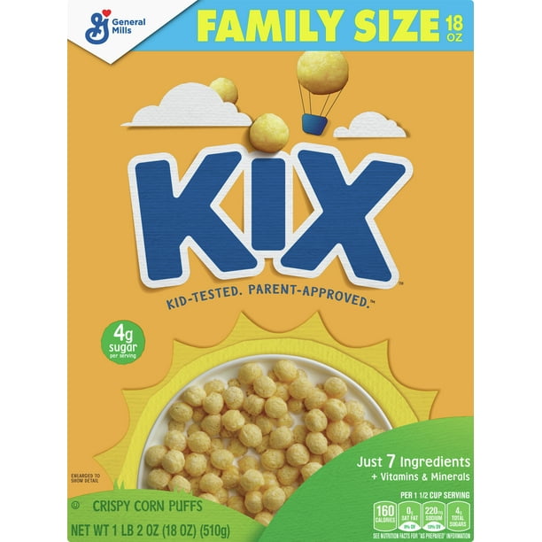 Kix, Whole Grain Cereal, Crispy Corn Puffs, 18 oz