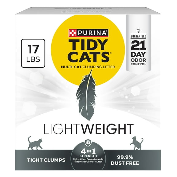 Purina Tidy Cats LightWeight 4-In-1 Strength Odor control, Multi Cat, Low Dust, Clumping Cat Litter