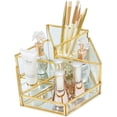 thumbnail image 2 of Organizador de maquillaje Bandeja organizadora de belleza Soporte para cepillos de joyería Oro, Caja de cosméticos de vidrio, Bandeja decorativa transparente Ormromra MZQ-0565, 2 of 8