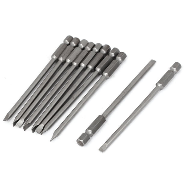 100mm Largo 1/4" Punta Hexagonal 4mm Destornillador Magnético Ranurado 10 piezas