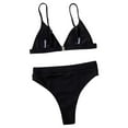 thumbnail image 6 of Fesfesfes Women Bikini Set Solid Color Low Cut Swimwear Beachwear High Waist Tummy Control Bottom Split Swimsuit Gifts for Her Under 10$, 6 of 6