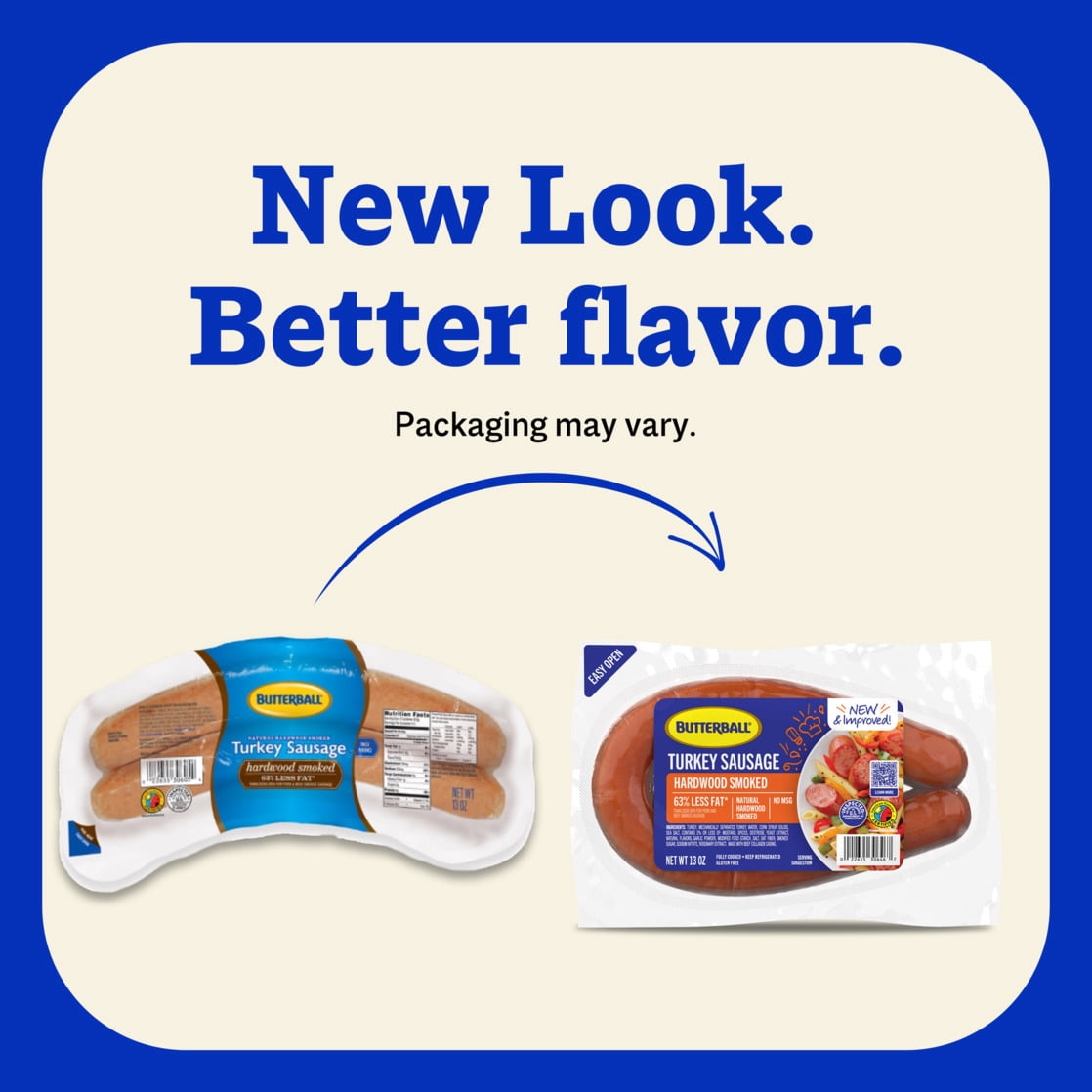 Butterball, Fully Cooked Natural Hardwood Smoked Turkey Sausage, Refrigerated 13 oz Plastic Wrapper