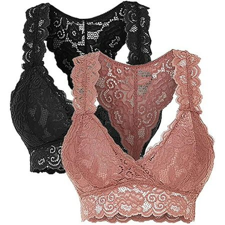 

Egmy 2Pc Women Plus Size Vest Crop Wire Free Bra Lingerie Sexy V-Neck Underwear