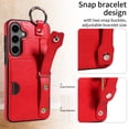 thumbnail image 2 of ShellTech for Ring Holder Samsung Galaxy A15 Case , Shockproof Leather Hand Strap Kickstand Card Slot Case TPU Back Cover for Galaxy A15,Red, 2 of 9