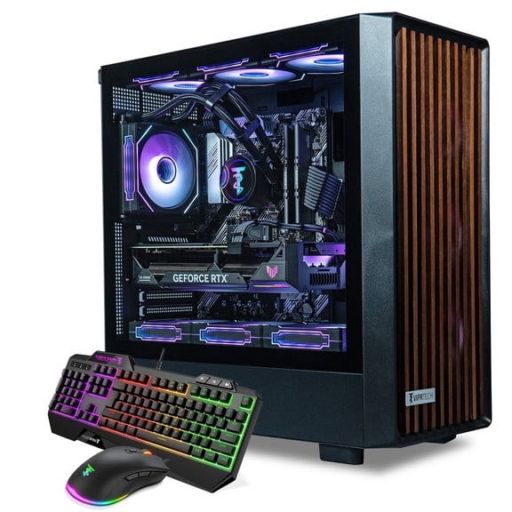 ViprTech Overlord Wood Gaming PC - AMD Ryzen 7 (4.4Ghz), RTX 5050 8GB, 16GB DDR4, 1T SSD, Keyboard