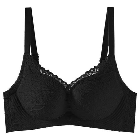 Bras for Women Lace Bralettes Plus Size No Underwire Seamless Push Up Full Coverage Comfort Lingeries Bra Black 1 36 B