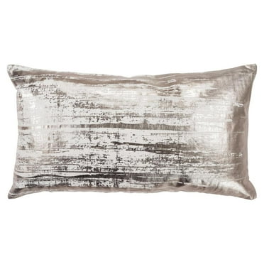 Rizzy Home Brushstroke 14" x 26" Poly Filled Pillow with Cotton Cover-Silver
