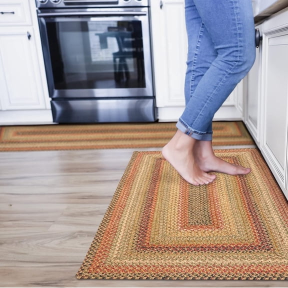 Homespice 27x45 a Multi Color Rect. Braided Rug. Kingston Multi Color and White Jute Rug. Uses- Entryway Rugs, Kitchen Rugs, Bathroom Rugs. Reversible, Rustic, Country, Primitive, Farmhouse Decor Rug