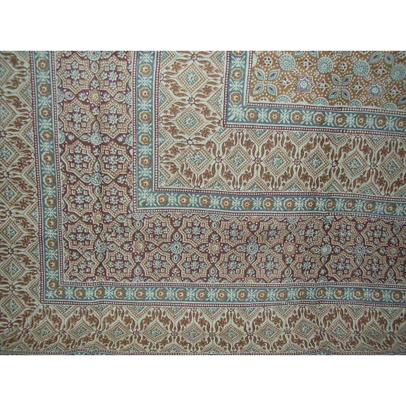 Moroccan Foulard Tapestry Cotton Bedspread 108" x 88" Full-Queen Blue