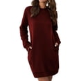 thumbnail image 3 of HLSOHJP Women's Winter Sweatshirt Dress Fleece Lined Pullover Shirt with Pockets Warm, 3 of 4