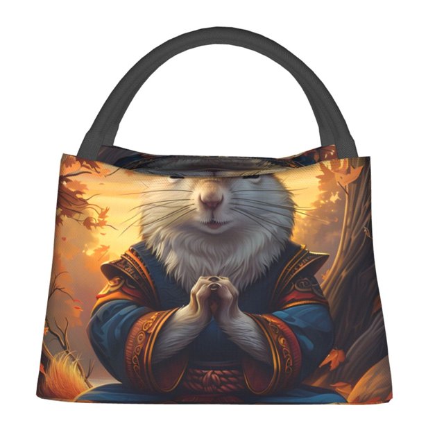 Disketp Maple Leaf Meditating Squirrel Bolsa Térmica Estampada, Bolsa Térmica Aislante para Almuerzo, Playa y Campamento