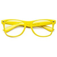Vintage Inspired Eyewear Original Geek Nerd Yellow Clear Lens Horn Rimmed Glasses