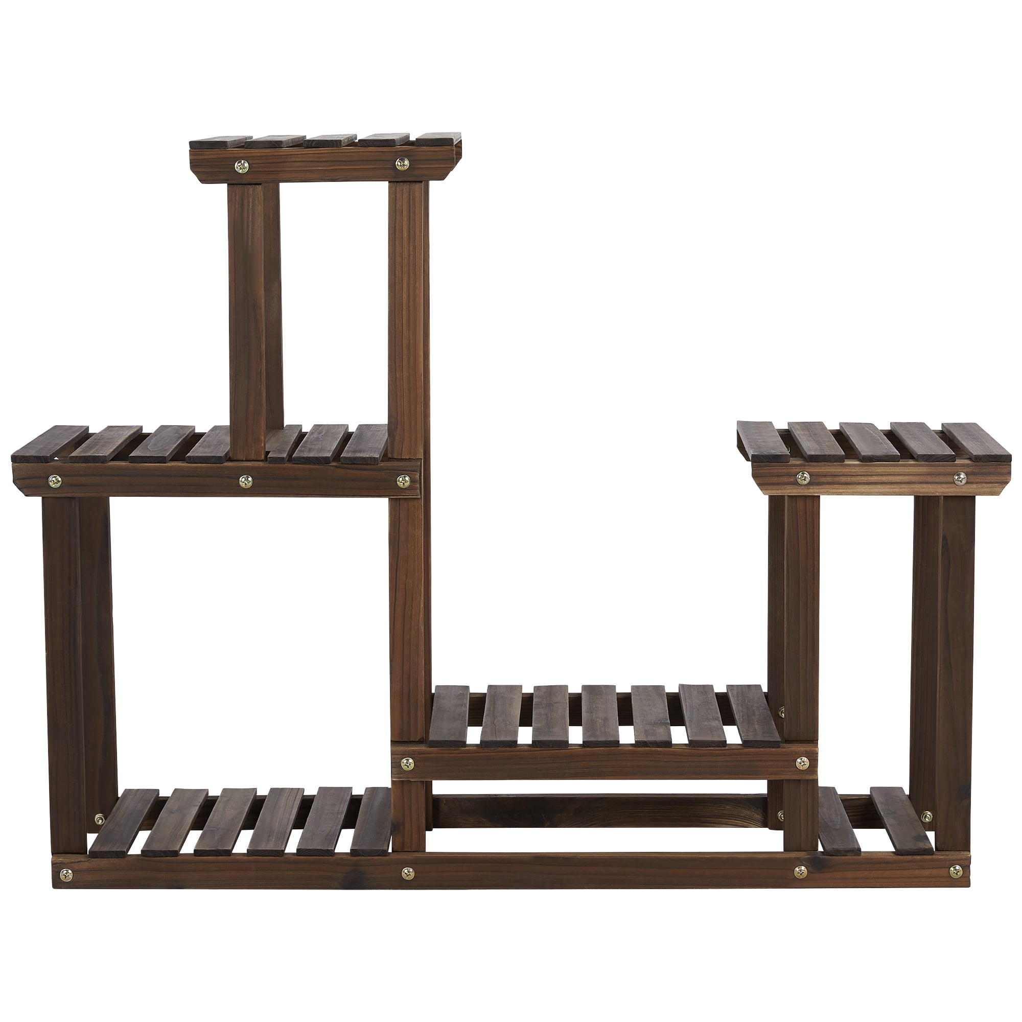 Renwick 37" x 10" x 29" 4-Tier Brown Metal Floral Plant Stand