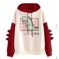 thumbnail image 3 of Sudadera con capucha de dinosaurio de gran tamaño para mujer, estampado informal, sudadera gruesa, tops de dinosaurio, estilo coreano, moda, invierno, 3 of 5