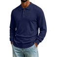 thumbnail image 2 of Fanshiluo Men's Polo Collar Knit Sweater, Long Sleeve Button Pullover Knitted Top for Fall Winter,L,Big and Tall Men, 2 of 9