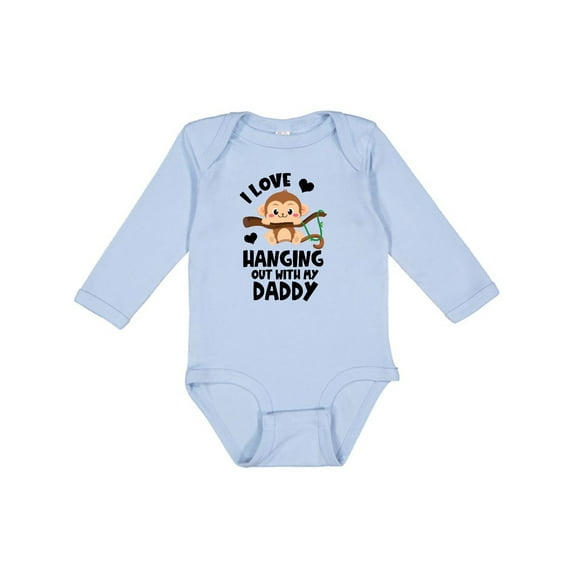 Inktastic Monkey I Love Hanging out with My Daddy Boys or Girls Long Sleeve Baby Bodysuit