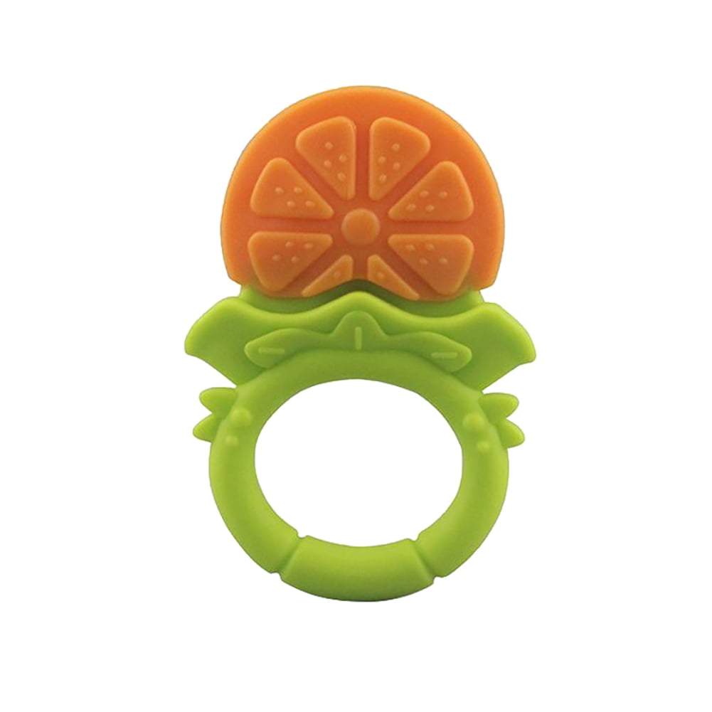 Baby Silicone Fruit Grape Strawberry Orange Teether Chew Ring Teething Toy MH