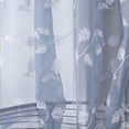 thumbnail image 6 of Sheer Curtains, Leaf Embroidery Dusty Blue Sheer Window Curtains Faux Linen Textured Solid Grommet Quatrefoil Floral Farmhouse Voile Curtains for Living Room Bedroom, 52 x 84 Inch, 2 Panels, 6 of 7