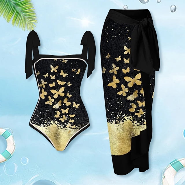 Traje de baño Mujer Playa Atlético Moda con vestido para accesorios femeninos (Mariposa 3XL) 2 piezas Hugtrwg Para estrenar