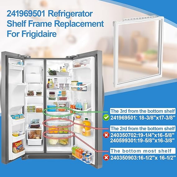 UPGRADED 241969501 Refrigerator Shelf Frame without Glass – Compatible with Frigidaire Refrigerator Crisper Drawer Shelf Cover Replacement Parts for LFSS2612TF0, FGHS2631PF4A, FFSS2615TS0