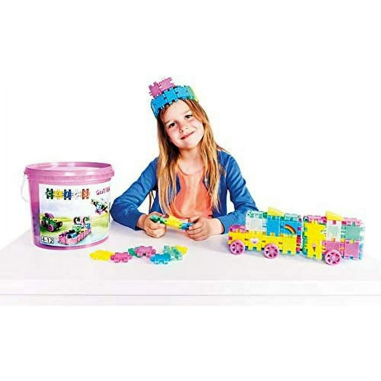 Clics Set Costruzioni Glitter 175 Pezzi | Giocattoli Educativi STEM Per Bambini 3+ | Secchiello Con 133 Cubi E 42 Accessori, Prodotto In Belgio - 3