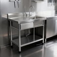 thumbnail image 5 of Stainless Steel Utility Sink, 40 Inch Commercial Kitchen Sink, Freestanding Single Bowl Laundry Sink with Drawer & Cold and Hot Water Pipe for Indoor Outdoor Farmhouse, 5 of 8