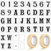 40 Pieces Letter and Number Spray Paint Stencil 4 Inch Curb Stencil Kit Plastic Interlocking Stencils Reusable Alphabet Number Templates with 2 Rolls Masking Tapes for DIY Sign Address Painting