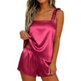 thumbnail image 3 of Dianli Pajamas for Women Set Two Piece Satin Pajama Set Ruffle Tank Top and Shorts Sleepwear Bridal Loungewear for Women Elegant Soft Nightwear Comfortable Lightweight Bridal Gift Summer Suit, 3 of 6