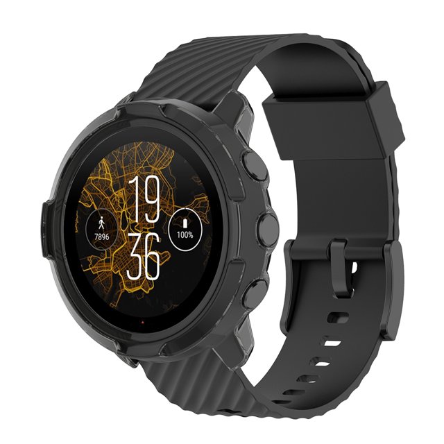 Marco De Reloj Marco de caja de reloj inteligente de TPU para carcasa de cubierta protectora Suunto 7 (negro) Likrtyny Para estrenar