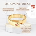 thumbnail image 6 of Wollet Gold Medical Alert Bracelets for Men, Pre Engraved PACEMAKER, 21CM(8.26''), Elastic Bangles, Jewelry Gifts for Dad Husband, Width:13mm, 6 of 6