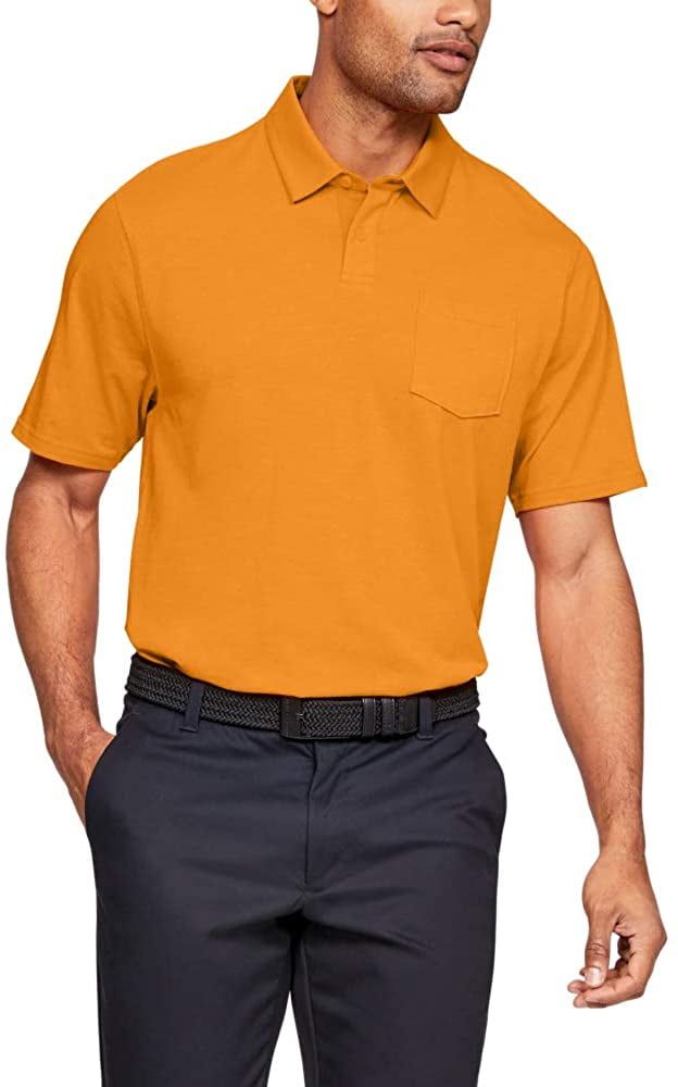 Under Armour mens Charged Cotton Scramble Golf Polo, Hero Orange (062)/Hero Orange, Small 