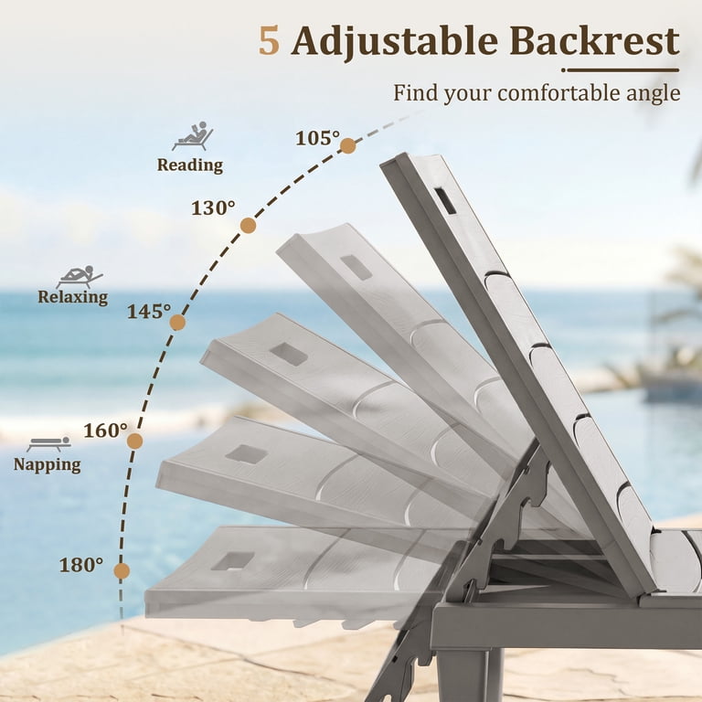 Homall Outdoor Chaise Lounges, 5-Position Waterproof Set of 2 photo 4