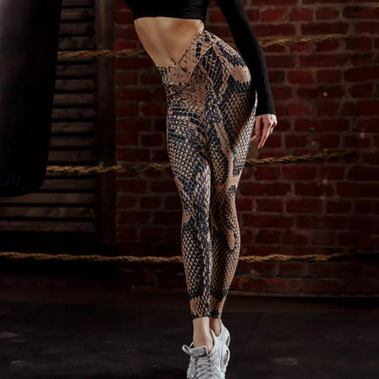 Women's Fashion Snake Print High Waist Tight-Fitting Sweat Pants Yoga Pants  Leggings for Women plus Size Workout Clothing Leggings for Women