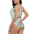 thumbnail image 5 of Yiaed White Bunny Bottom And Easter Eggs Print Women One Piece Swimsuits Tummy Control One Shoulder Bathing Suits Pattern Ruffle Swimwear-Medium, 5 of 8